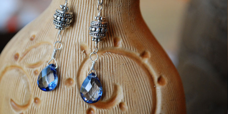 blue sapphire briolettes with bali sterling silver