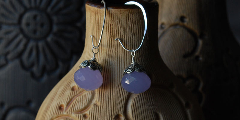 lavender chalcedony briolettes with sterling silver