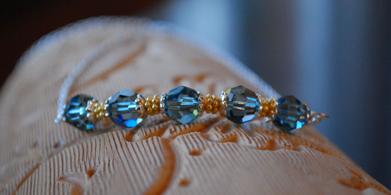 blue swarovski rounds with sterling silver and gold vermeil